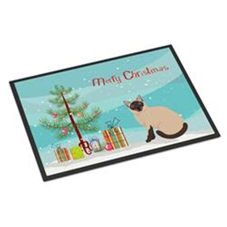 Carolines Treasures 18 x 27 in. Siamese Traditional Cat Merry Christmas Indoor or Outdoor Mat CK4793MAT